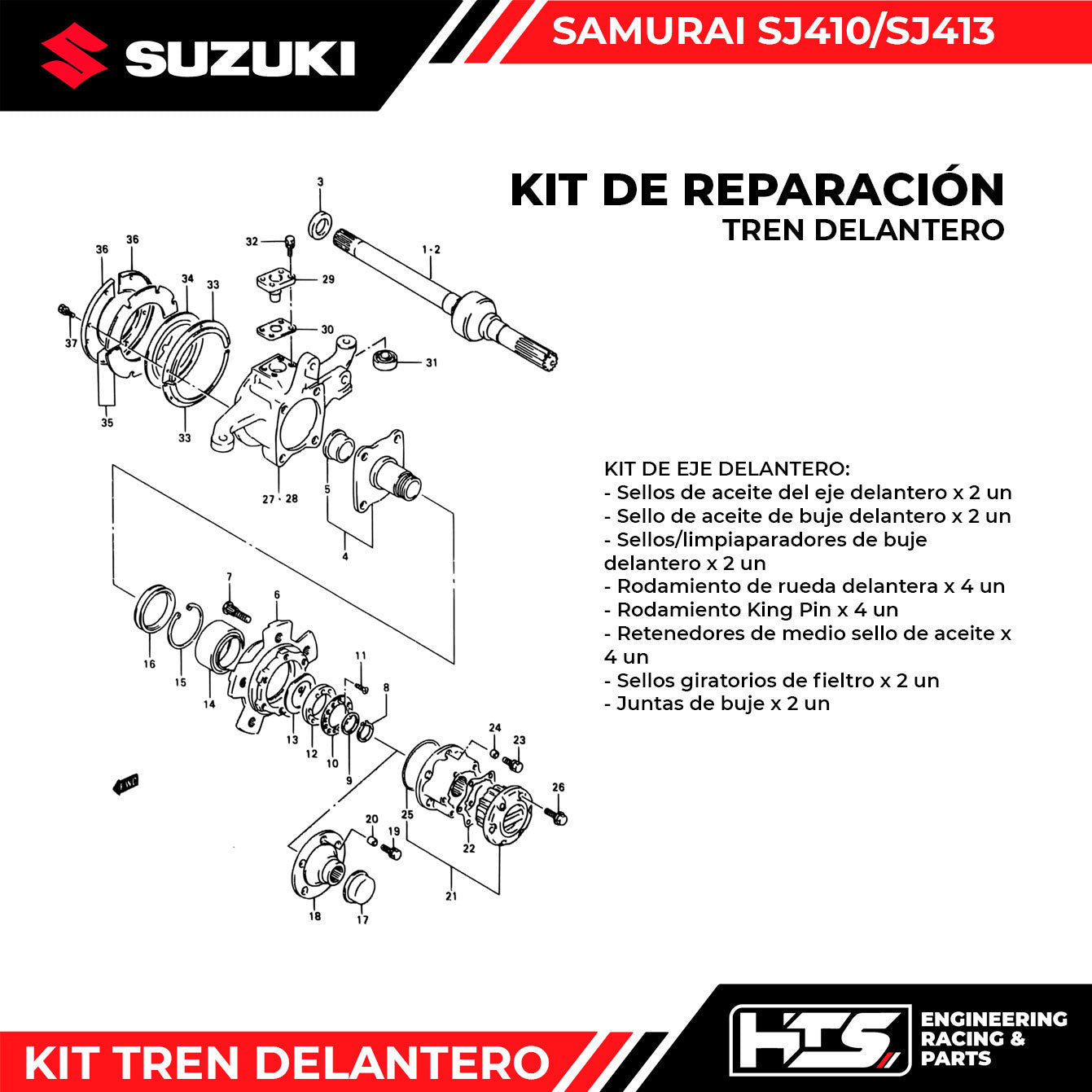 Kit reparación tren delantero Samurai SJ413/SJ410